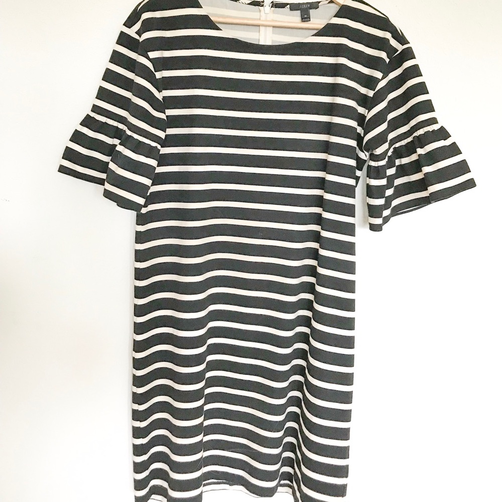 J Crew striped bell sleeve dress